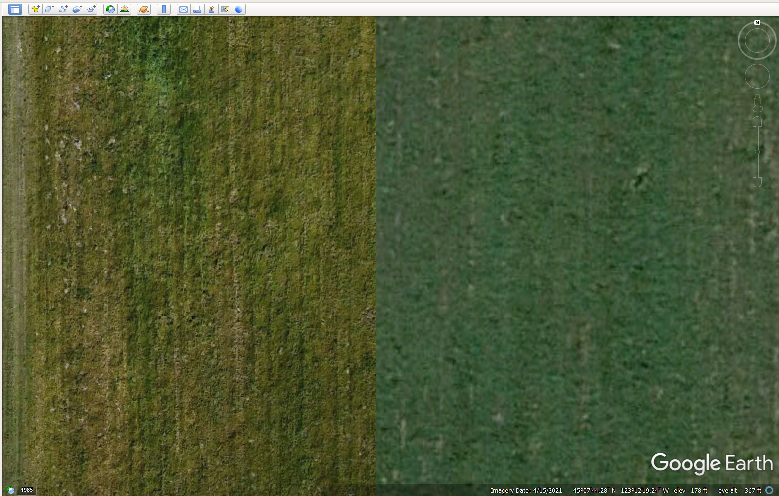 Orthophoto (Left) vs Google Earth (Right)