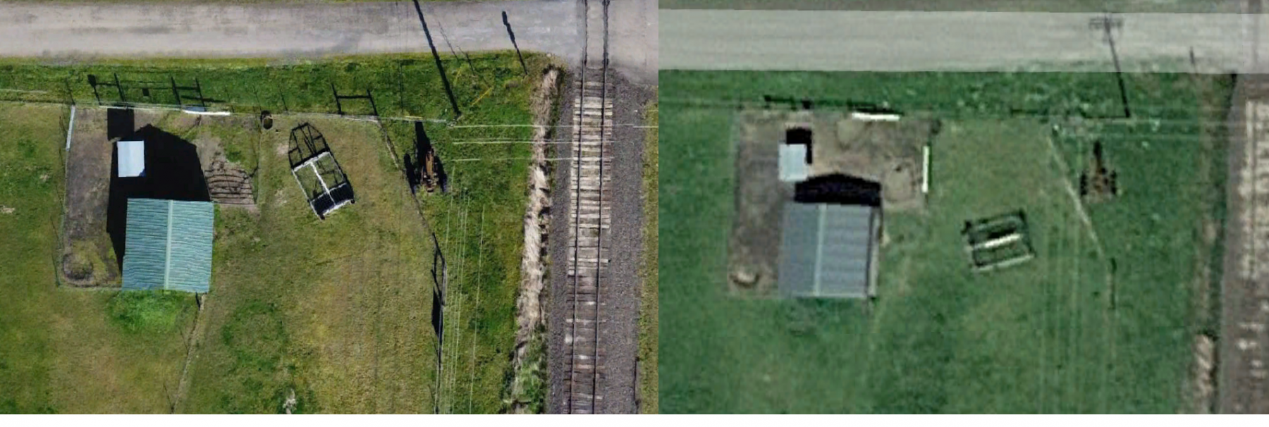 Orthophoto (Left) vs Google Earth (Right)